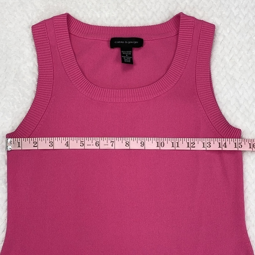 Cable & Gauge Hot Pink Ribbed Knit Sweater Vest Size Small - Picture 5 of 17
